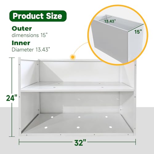 GZLVSOW Metal Heavy Planter Box 32" L x 15" W x 24" H White Metal Rectangular Outdoor Planter with Removable Insert Shelf for Outside, Indoor, Garden (White, 32 * 15 * 24) by GZLVSOW - Used condition - Image 6