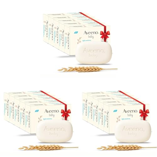 Image of Aveeno Baby Daily Moisture Cleansing Bar 75g (Pack of 15) | With natural Oatmeal, Glycerin and Shea Butter | Co-created with Pediatricians and Dermatologists for newborn sensitive skin | pH balanced, free of soap, parabens sulfates and phthalates
