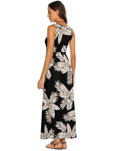 Image of Hount Women's Summer Sleeveless Striped Flowy Casual Long Maxi Dress with Pockets