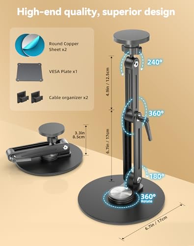 Image of Jakeko Magnetic Portable Monitor Stand 15.6 inch - up to 16 inch 18.5 inch 22 inch Tablet Holder for iPad VESA Mount 75mm for Desk Adjustable Foldable 360 Swivel