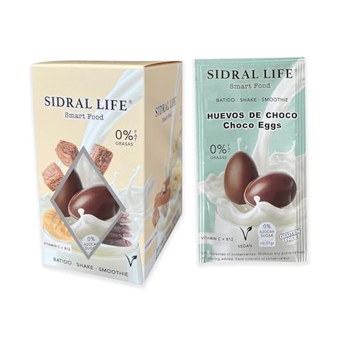SIDRAL LIFE - Dulce/Saborizantes sin azúcar para leche,batidos o postres. Instantáneas en Polvo - Saborizantes Sin Azucar ni gluten y con Vitamina C y B12-15 Sobres(Chocoloate Eggs)