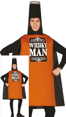 FIESTAS GUIRCA Whiskyman-Kostüm, lustiges Whisky-Flaschenkostüm für Herren, Junggesellenabschied, Größe L