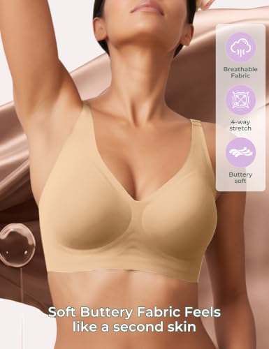 Yashelle Seamless Wireless Bra Deep V Full Coverage Tshirt Jelly Bras Skin — view 5