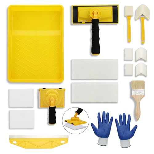 Paint Edger Tool Kit for Walls – 360° Rotating Paint Edging Tool with Corner & Trim Pads, 9'...