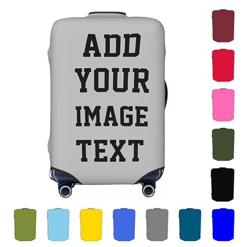 Custom Luggage Cover for Suitcase Personalized Your Photo, Text Customized Luggage Protector 2 Sides Design & Print Elastic Washable Suitcase Protector, Fit For 18-21 Inch Luggage