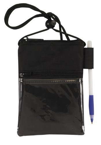 Travel Neck Passport Wallet Badge Holder, Black