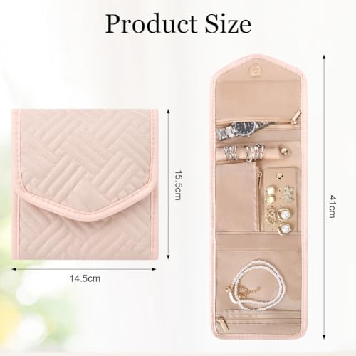 Aucuu Schmuckroll Organizer Tasche, Faltbar Reise Schmuck Organizer, Schmuckrollen Tragbare, Travel Schmuckaufbewahrung Tasche für Ohrring Ringe Halsketten Uhren Armbänder Broschen