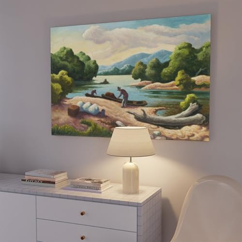 Impression giclée de rivière Thomas Hart Benton sur toile 40x61 cm avec cadre