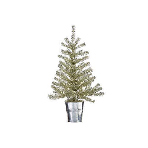 Raz Imports 2021 Country Kitchmas 24-inch Tinsel Tree in Galvanized Bucket