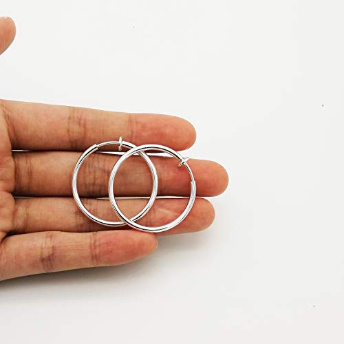 Laxpicol Large Clip On Earrings Gold Silver Black Rose Gold 4Pcs 1.18In(30Mm) Stainless Hoop Earrings Clip On Earrings For Women Girls No Piercing #TOP5