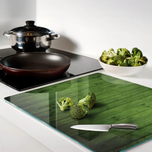 Protège-plan de travail rectangulaire en verre de 60x52 cm aspect bois vert