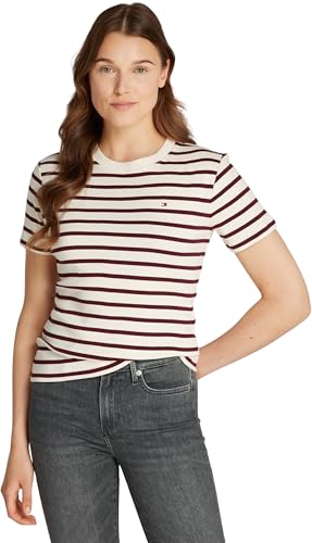 Tommy Hilfiger Damen T-Shirt Kurzarm Slim Cody Rundhalsausschnitt,...