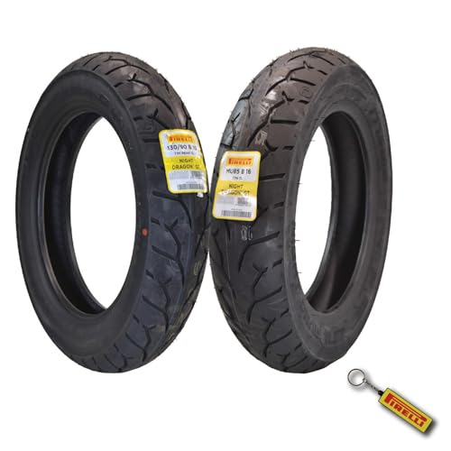 Pirelli Night Dragon Tire Set: 130/90B16 M/C 73H Front & MU85B16 M/C 77H GT Rear Rear Cruiser Motorcycle Tires - Superior Traction & Handling for High-Performance Cruisers with Keychain