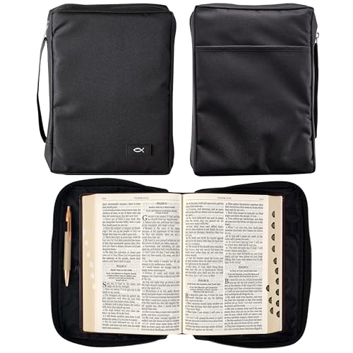 Image of Fish Fabric Medium Black Bible Cover