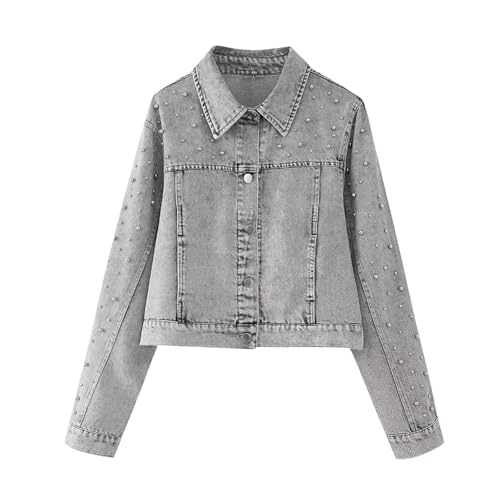 Women's Vintage Lapel Single Breasted Denim Jacket Women's Pocket Jacket