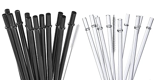ALINK 10 Tritan Clear Pitillos Reutilizables + 12 Negros miniatura 1