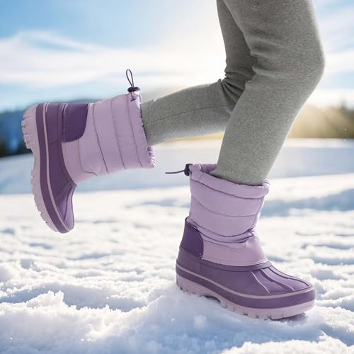 DREAM PAIRS Boys Girls Snow Boots Water-Resistant Outdoor Warm Cozy Anti-Slip Mid Calf Faux Fur Lining Winter Shoes for Toddler/Little/Big Kids2