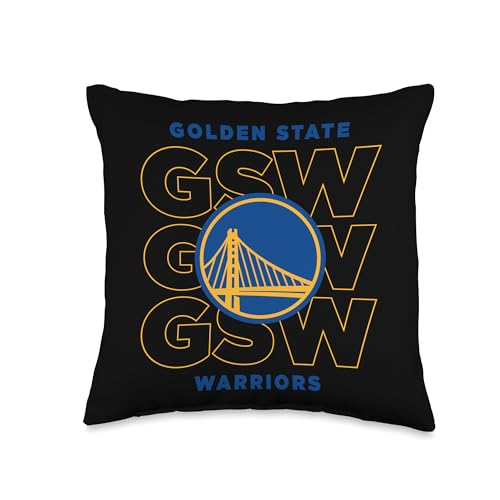 NBA - Golden State Warriors Stacked City Logo Black Throw Pillow