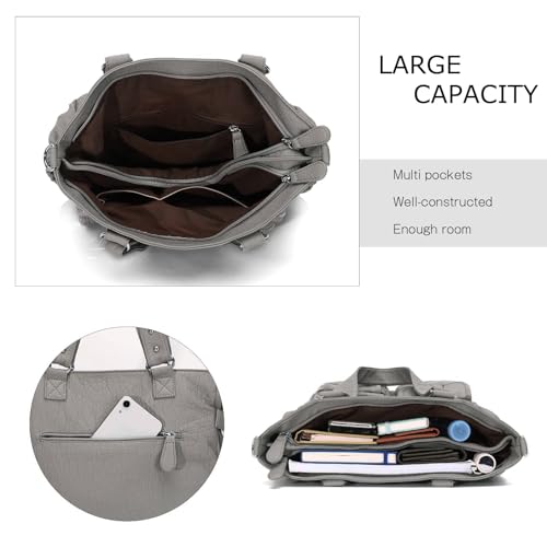 Image of KL928 Large Purses for Women Shoulder Bag Tote Handbags Stylish Vegan Leather Hobo Bags Ladies, A-Black-4 | Large