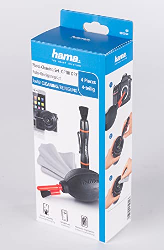 Hama Kamera Reinigungsset 4-teilig (Objektiv, Filter u. Kameralinse reinigen, mit Lenspen Reinigungsstift u. Objektivpinsel, Blasebalg mit Reinigungspinsel, Mikrofasertuch, f&uuml;r DSLR, Brille, Fernglas)