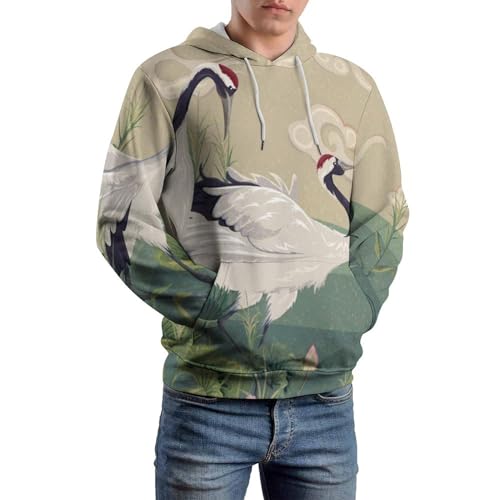 Sweat à capuche oiseau rétro pull manches longues pour week-end détente - 6