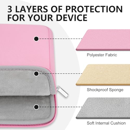 HEDUGO Laptop Sleeve Bag Compatible with 15.6 inches HP Dell Asus Lenovo Laptop Case with Zipper Accessory Pocket Padded Computer Pouch Cover Shockproof Protective for 15.6” Laptop,Pink by HEDUGO - Used condition - Image 4