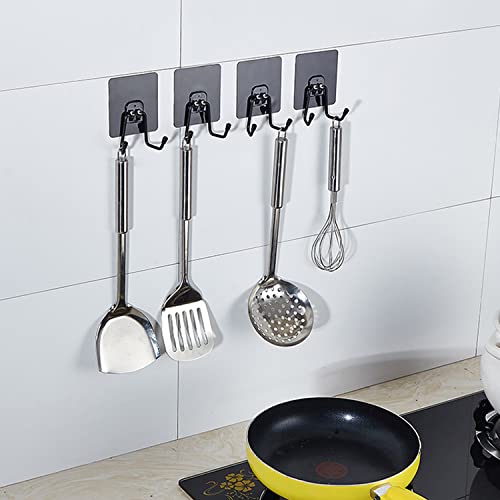 Dasiton Large Adhesive Hooks 22Ib(Max) Utility Hooks Double Hook Towel And Coats Hooks,For Home Kitchen Bedroom Bathroom Office Ceiling (8Pack) #TOP2