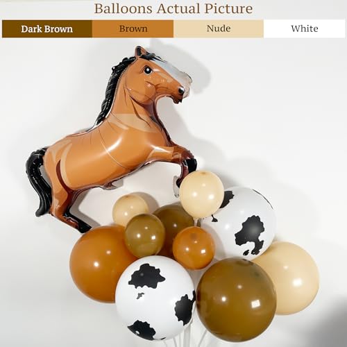 Image of 138Pcs Western Balloon Arch Garland Kit with Brown Cowboy Horse Balloons, Perfect for Boy First Rodeo, Wild West Country Birthday Decorations, And Farm Fiesta Party Decorations