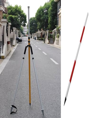 Aluminum Survey Pole, Telescoping Depth Measuring Rod for Land Surveying & Engineering, Total Station Poles (400cm/156in, 500cm/195in) - Durable & Lightweight