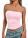 Trendy Queen Womens Strapless Tube Tops Basic Backless Sleeveless Bandeau Going Out Crop Tops Cute 2025 Summer Clothes Pink S