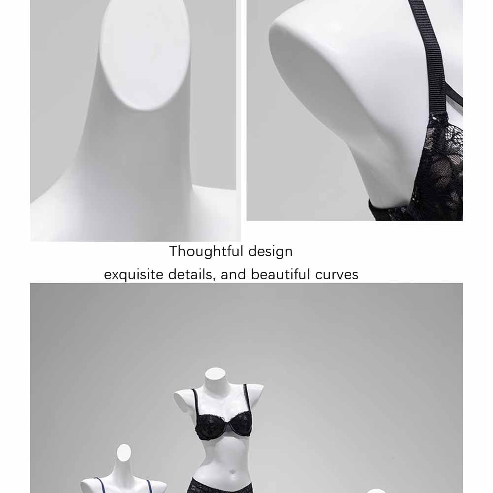Maniquí Femenino de Medio Cuerpo con Curvas para exhibición de lencería y Ropa Femenina, Ideal para Tiendas, fotografía y escaparates (Blanco, 46 cm)