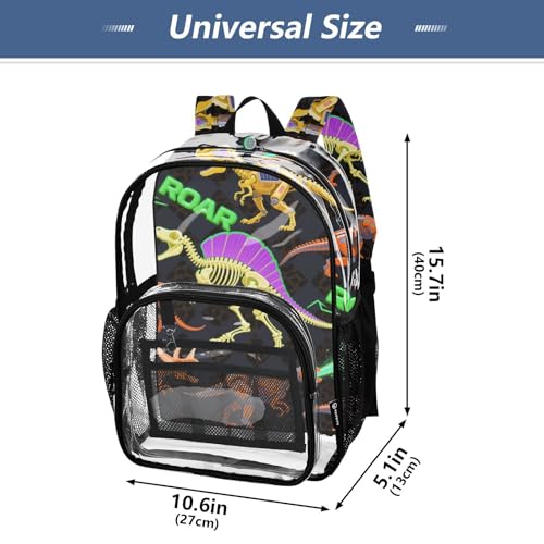 Mecha Dinosaur Roaring T-rex Orange Black Kids Clear Backpack Clear Book Bag For Teen Girls See Through Transparent Heavy Duty Bags4