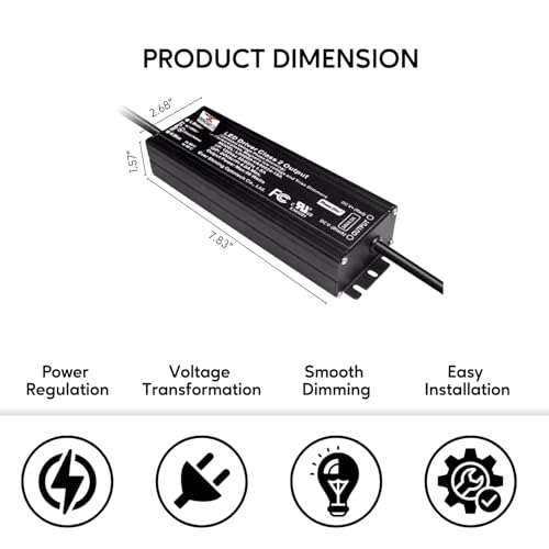 Image of Ironsmith Lighting Products LED Driver with Triac Dimming Transformer - Efficient 120 Volts to 24 Volts 96 Watt Input, Dimmable from 100% to 1% - Corded Electric, Black