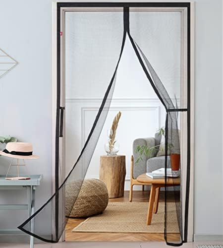 Magnetic Screen Door Fit Door Size 34 x 82 Inch,Heavy Duty Reinforced Fiberglass Mesh Hands Free Magnetic Closure Curtain - Black by HOMELVRS