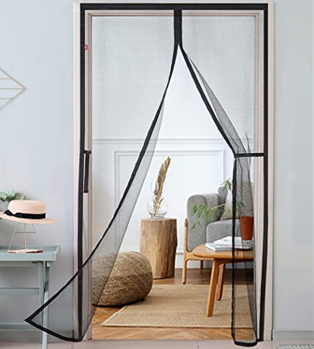 Magnetic Screen Door Fit Door Size 34 X 82 Inch,Heavy Duty Reinforced Fiberglass Mesh Hands Free Magnetic Closure Curtain - Black By Homelvrs #TOP1