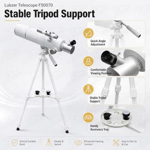 Image of Lukzer F50070 Astronomical Telescope for Beginners and Families, Moon Viewing, Stargazing and Terrestrial Observation (White)