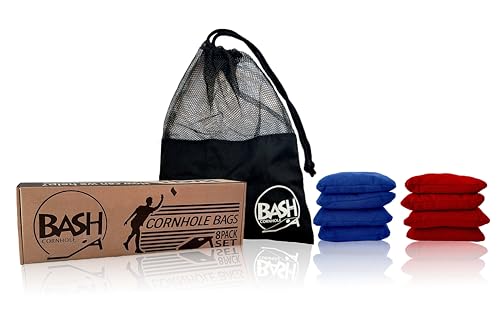 Bash Brands Official Regulation Cornhole All Weather Resin Filled Bag Set - Premium Red and Blue - 8 Bags