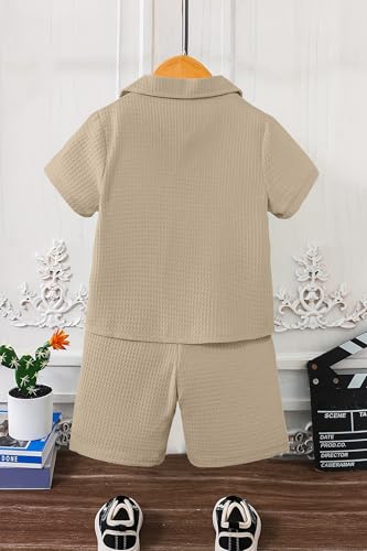 Image of Fashion Dream Boys Cotton Blend Solid Co-ord Set|Boys Co-ord Set|Boy's Clothing Set|Boy's 2 Piece Set|Clothing Set|Boys Shirt and Short Set|Co-ords