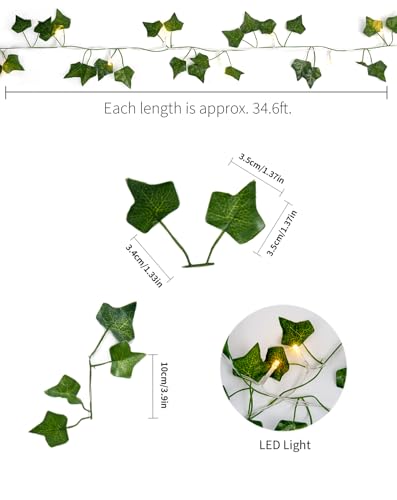 Jmexsuss 100 Led Vines With Lights Plug In, Ivy Vines With Fairy Lights With Remote, 33 Ft Leaf String Lights Waterproof For Room Bedroom Wall Fireplace Decoration(Warm White) thumb #6