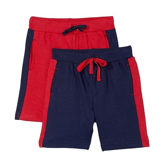 Image of Clotth Theory Boys Cotton Shorts Pack of 2 | Soft Breathable Fabric | Elastic Waist | Casual Wear Kids Comfortable Shorts