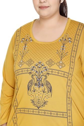 Image of In Love Women's Plus Size Printed Long Tops, Round Neck 3 /4 Sleeve Relaxed Fit Longline T-Shirt Tunic
