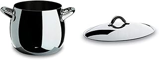 Alessi Sg100/24 Mami Pentola In Acciaio Inossidabile 18/10, Lucido & Sg200/16 Mami Coperchio In Acciaio Inossidabile 18/10 Lucido