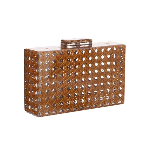 Image of GOKTOW Rattan Acrylic Bag Clutch Purse Evening Bag Woven Handbag Summer Beach Purse