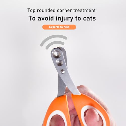 Image of Cat Nail Clipper Cat Nail Trimmer Pet Nail Clippers Cat Claw Clipper Safety Guard Small Animals Nail Clippers with Hole Professional Grooming Tool for Puppy, Kitten, Dog, Rabbits Sharp & Safe (Orange)