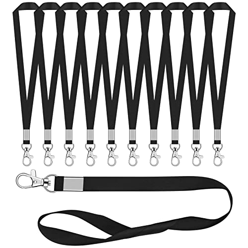 Gudalea 10 Piezas Negro Cordon Correa de Cuello, Nylon Cordón para el Cuello, Cordones de Insignia, Oficina Neck Strap Lanyards, para LlavesLas Tarjetas de La Identificación