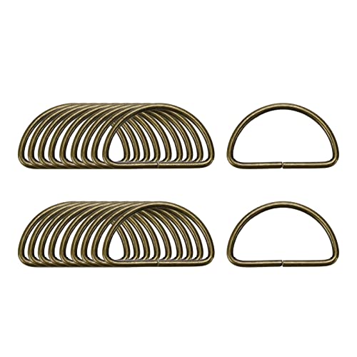 Tsnamay 20Pcs 1.5 Inch Metal D Rings Buckles Antique for Belts Bags DIY Leathercraft,Bronze 38mm