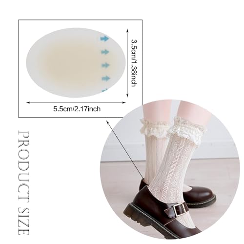 Women Lace Ruffle Socks & Blister Cushions for Feet: 2Pairs White Lace Socks 10Pcs Heel Gel Blister Bandages Wedding2