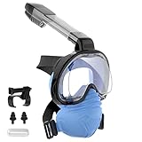 180°-VISTA PANORÁMICA --- La máscara de snorkel de buceo cuenta con lentes biselados transparentes para evitar mareos y distorsión visual para una vista más clara. La vista de 180 grados le permite ver el mundo marino con mayor claridad. Y viene con un soporte de cámara de acción desmontable para que también pueda montar su cámara deportiva para capturar y compartir fácilmente aventuras en el mar con sus amigos y familiares.