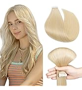 SEGO Tape in Hair Extensions Human Hair,Bleach Blonde 14 Inch 40g/pack 20 pcs,100% Remy Human Hai...
