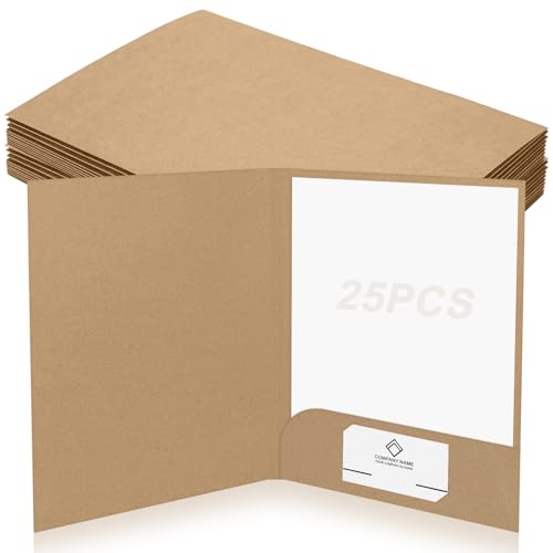 25Pcs Chemise Cartonnée avec Rabat, Pochettes Document A4, Dossiers Fichiers Papier Kraft, Sous-Chemises Réunions pour Bureau & École, Porte Organisateur...